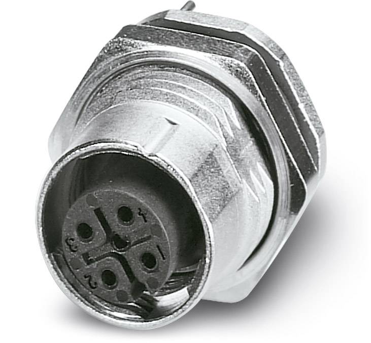 Fünfpoliger elektrischer Steckverbinder, zylindrische Metallhülle, von vorn mit sichtbaren Steckplätzen, geeignet für Industrieanwendungen.