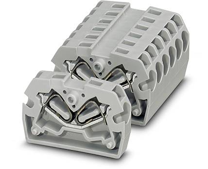 Grauer elektrischer Kabelverbinder mit mehreren Anschlussklemmen, geeignet für die sichere Verbindung von Kabeln in elektrischen Schaltungen.