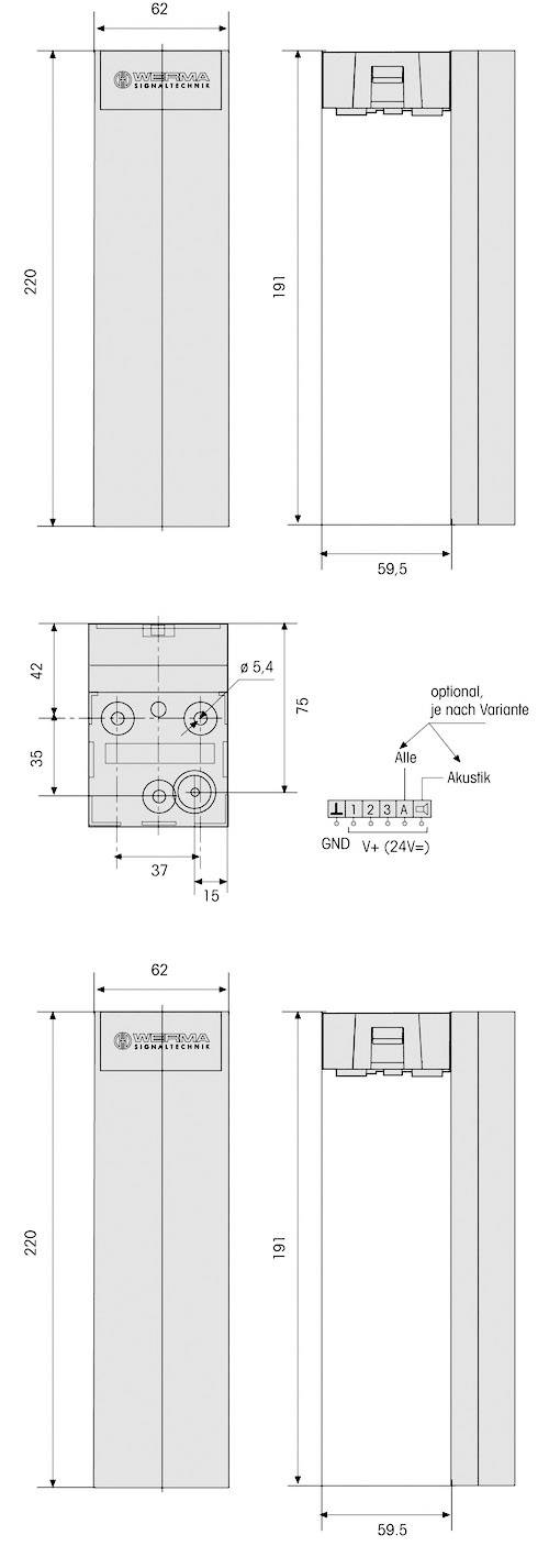 Werma Signaltechnik 690.310.55 Rot, Gelb, Grün 24 V/DC 85 dB