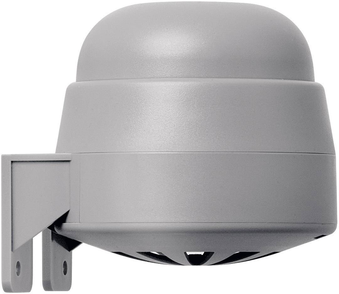 Grauer Wandhalterungs-Sensor für Bewegungserkennung, seitliche Ansicht, montierbar mit zwei Löchern.