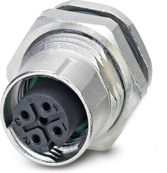 Ein fünffach poliger Metallstecker mit nummerierten Kontakten. Hauptsächlich in industriellen Anwendungen zur Verkabelung genutzt.