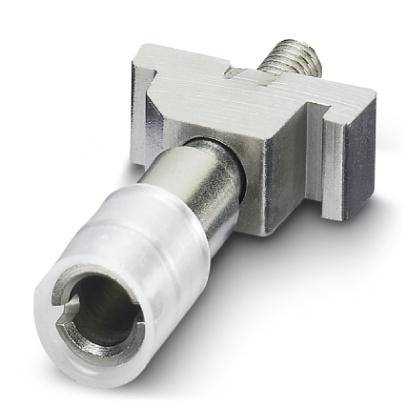 Ein silbernes Metallbauteil mit zylindrischem Ende und viereckigem Kopf, verwendet in mechanischen Anwendungen zur Verbindung oder Befestigung.