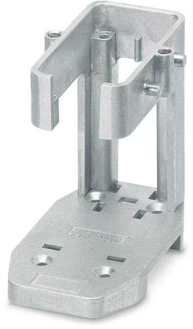 Metallhalterung aus Aluminiumguss, aufrecht stehend, mit rechteckiger Basis, mehrere Befestigungslöcher und rechteckigem Halterungsabschnitt.
