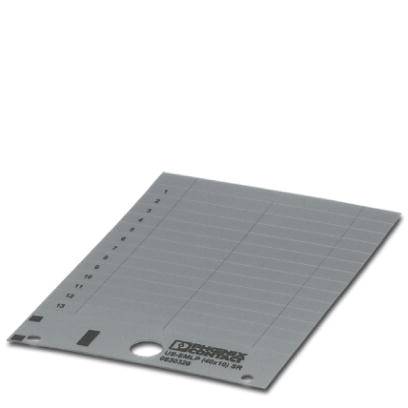 Graue CD/DVD-Beschriftungshülle mit Platz für zwölf Discs, nummerierte Felder und Loch zur Ablage in einem Ordner.