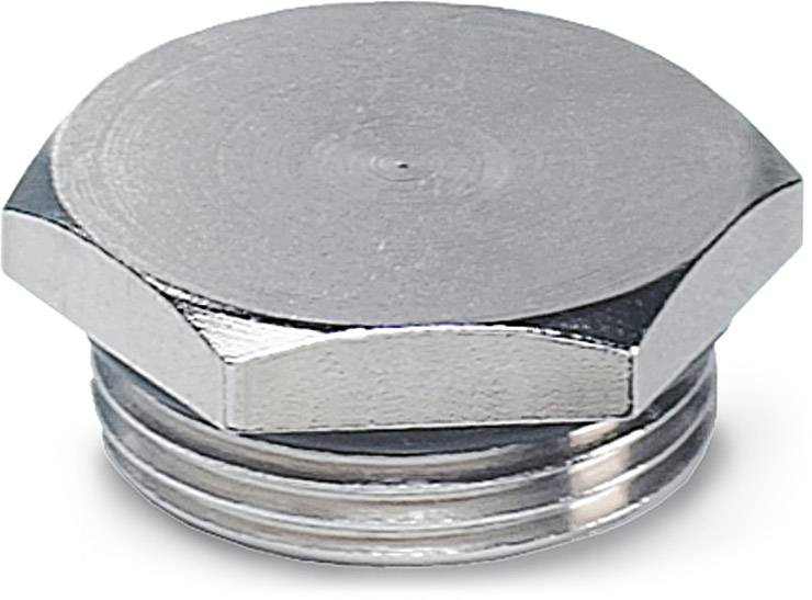 Silberner Sechskant-Verschlussstopfen mit Gewinde für Rohranschlüsse. Geeignet zur Abdichtung in verschiedenen Anwendungen.