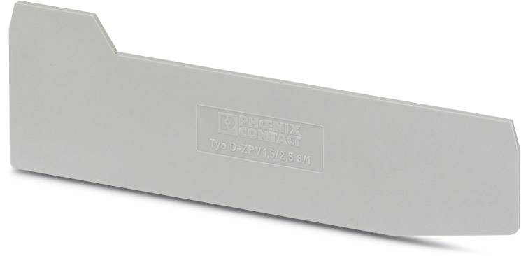 Grauer Abdeckstreifen von Phoenix Contact, Typ D-ZPV 15/2,5, 8 WH, zur Abdeckung und Schutz von elektrischen Anschlüssen.