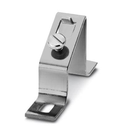 Metallwinkelhalterung mit Schraube, zur Befestigung von Objekten an Oberflächen.
