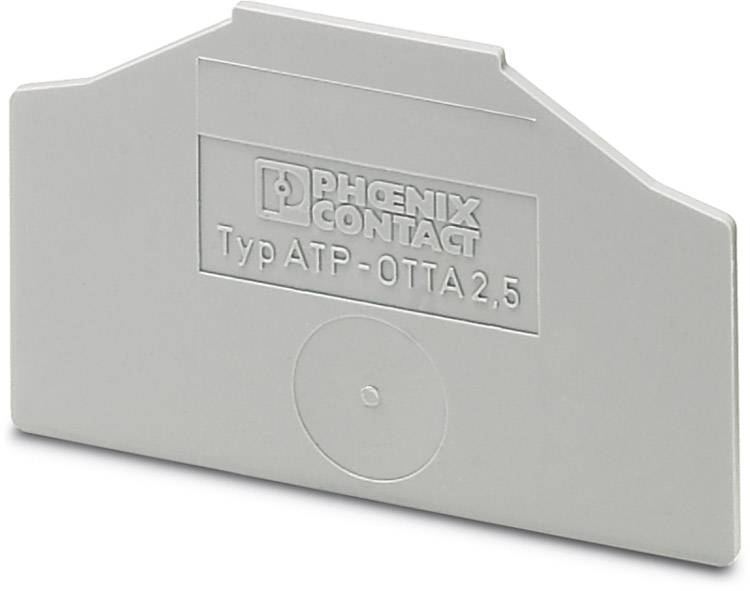 Ein graues Abdeckprofil von Phoenix Contact, Typ ATP-OTTA 2,5, zur Abdeckung und Isolierung in elektrischen Verbindungen.