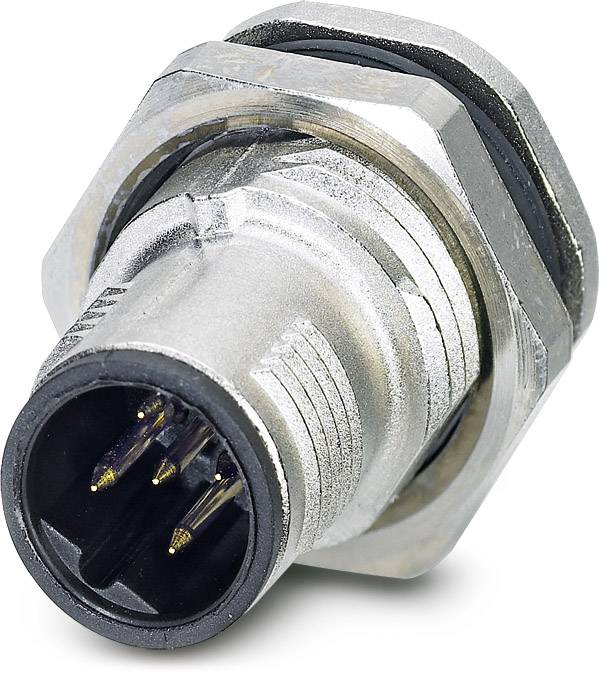 Ein metallischer elektrischer Steckverbinder mit mehreren Stiften für industrielle Anwendungen.