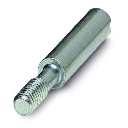 Ein silberner Metall-Dübel mit einem Gewinde am Ende, geeignet für feste Verbindungen in Bau- und Konstruktionsprojekten.