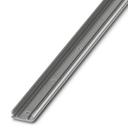 Ein langer, schmaler Metallstreifen mit präzise gebohrten Löchern entlang seiner Länge, geeignet zur Befestigung oder Montage.