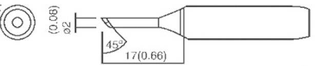 TOOLCRAFT TO-4941102 Lötspitze abgeschrägt 45° Spitzen-Größe 2mm Spitzen-Länge 17mm Inhalt 1St.