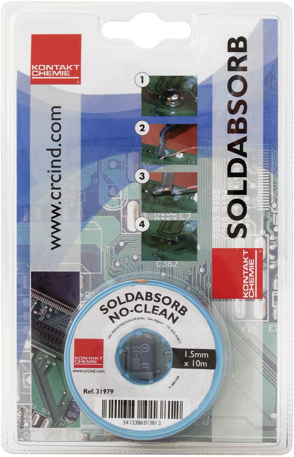 Kontakt Chemie SOLDABSORB Entlötlitze Länge 1.5m Breite 1.5mm Flussmittel getränkt