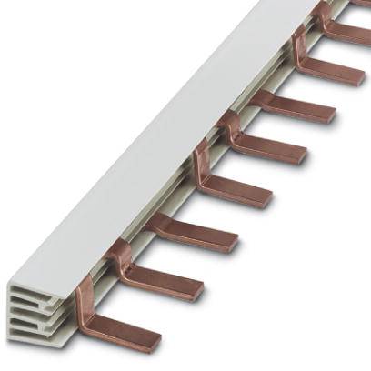 Ein Kupfer-Sammelschienenhalter mit mehreren Anschlussmöglichkeiten, montiert auf einer weißen Basis, dient zur sicheren Stromverteilung.