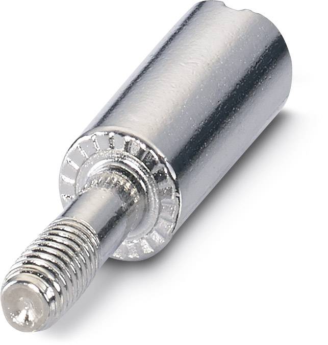 Metallischer Zylinder mit Gewindekopf, dient als Verbinder in mechanischen Baugruppen.
