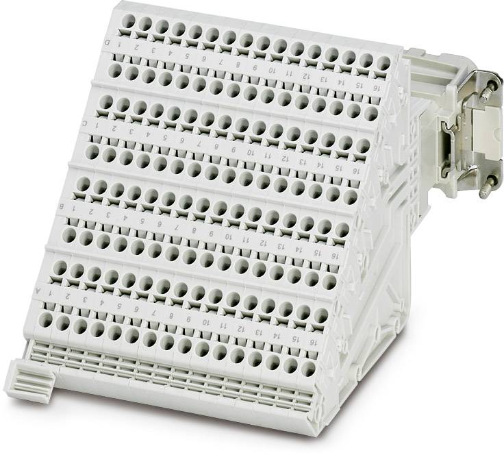 Ein modularer, steckbarer Reihenklemmenblock mit mehreren Anschlussstellen, nummeriert von 1 bis 16, für elektrische Verdrahtung.