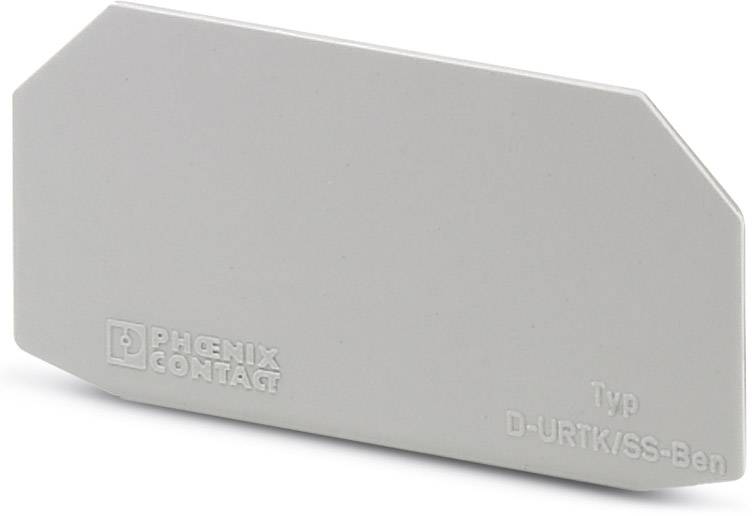 Abdeckung aus grauem Kunststoff mit der Aufschrift 'PHOENIX CONTACT Typ D-URTK/SS-Ben', verwendet für elektrischen Schutz.