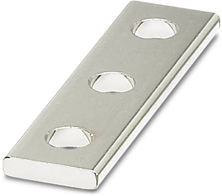 Metallplatte mit drei Löchern in einer Reihe.