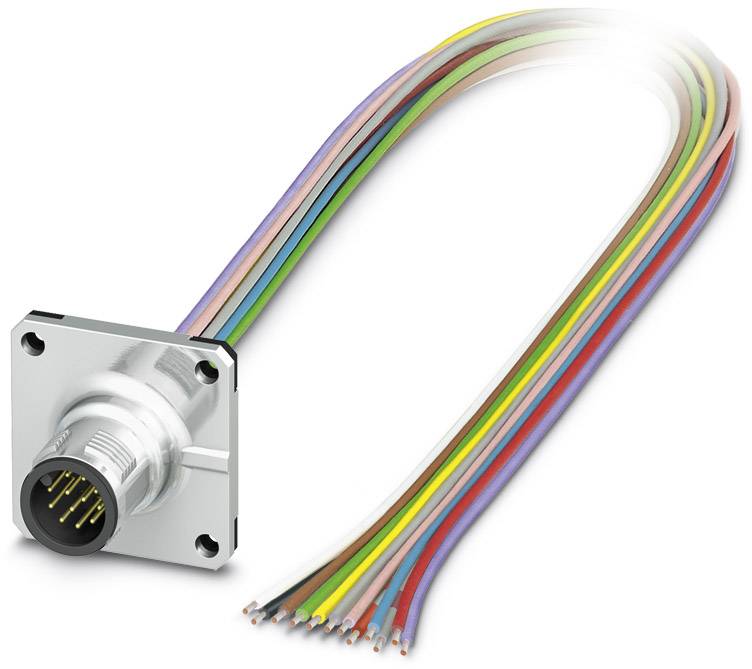 Metallstecker mit Kabelbündel in verschiedenen Farben, geeignet für elektronische Verbindungen.