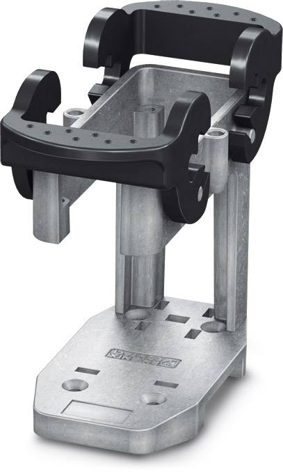 Ein silbernes und schwarzes schwenkbares Elektrowerkzeug-Zubehör, das Stabilität und Präzision beim Bohren bietet.