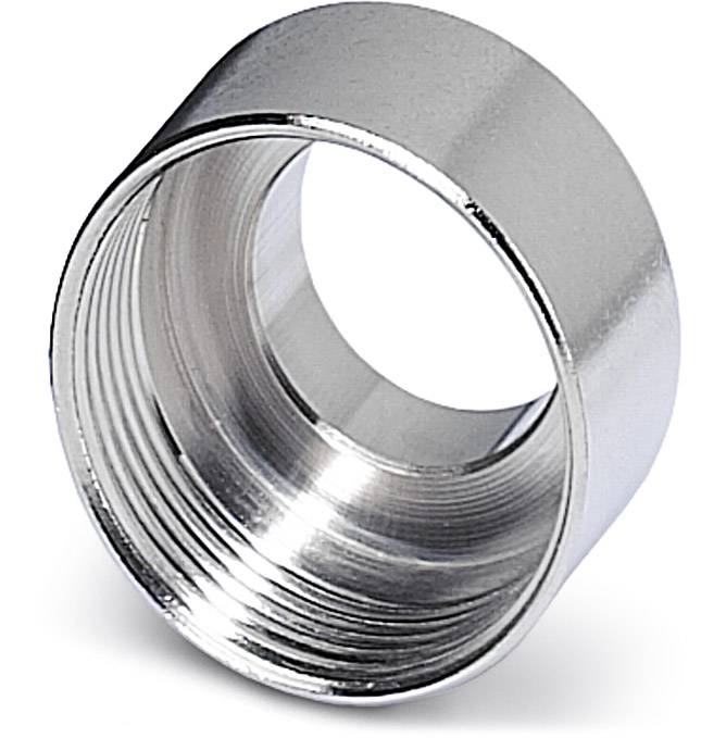 Metallene Hülse mit Gewinde, zylinderförmig, silberfarben, möglicherweise ein Teil eines mechanischen oder Rohrsystems.