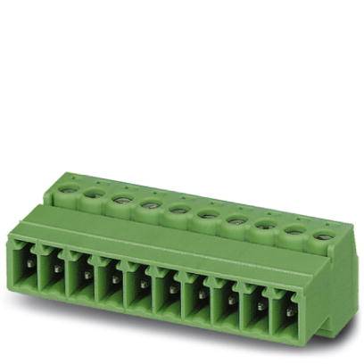 Grüner, rechteckiger Steckverbinder mit mehreren Steckplätzen, geeignet für elektrische Verbindungen.