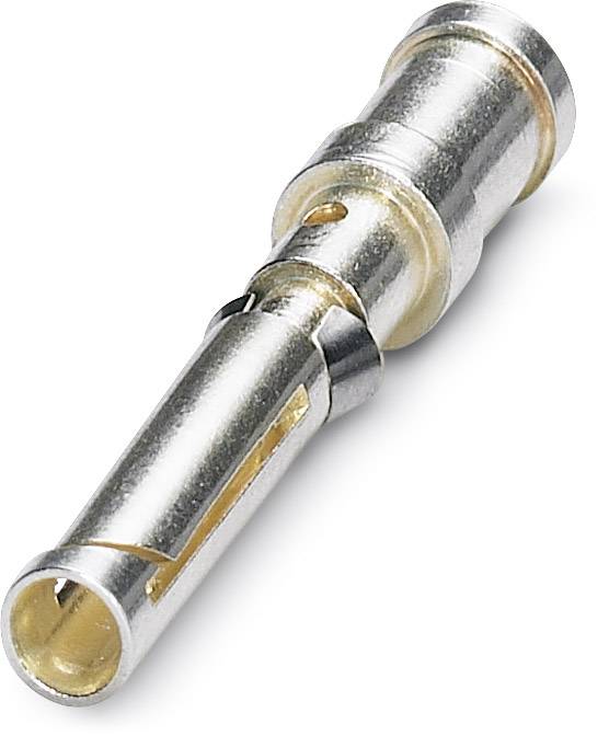 Metallstiftstecker zur elektrischen Verbindung. Silberne Oberfläche mit leicht goldenen Akzenten. Verwendet in technischen Anwendungen.