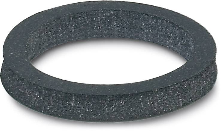 Ein schwarzer Dichtungsring aus Gummi, der auf einer weißen Fläche liegt. Der Ring ist einfach und rund.