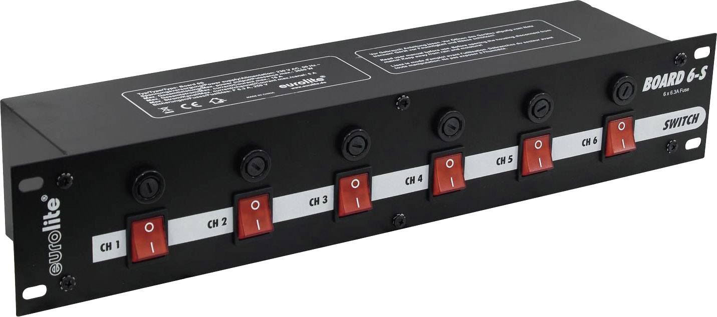 Eurolite 48,3cm (19")-Board 19 Zoll Stromverteiler 6fach 2 HE