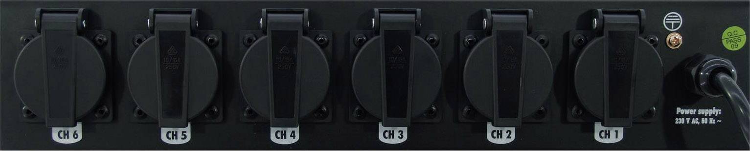 Eurolite 48,3 cm (19")-Board 19 Zoll Stromverteiler 6fach 2 HE