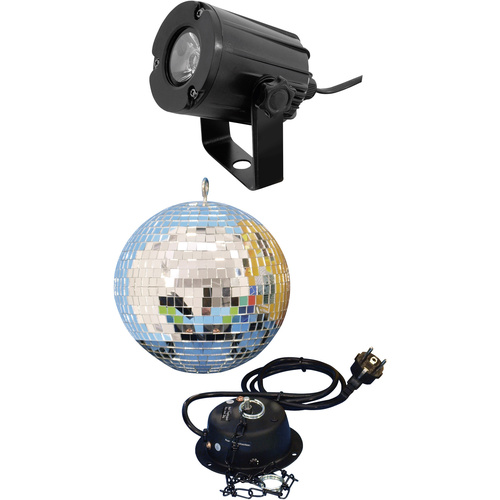 Eurolite 50101856 LED Discokugel-Set mit LED-Beleuchtung, mit Motor 20cm