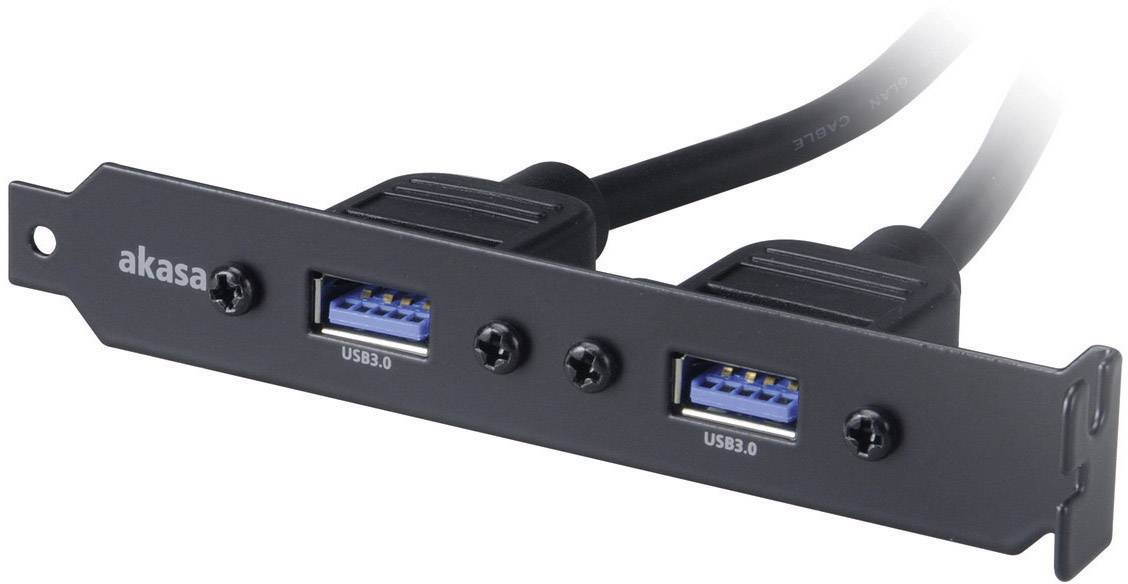 Akasa USB 3.2 Gen 1 (USB 3.0) Adapter [2x USB 3.2 Gen 1 Buchse A (USB 3.0) - 1x USB 3.2 Gen 1 Buchse intern 19pol. (USB 3.0)] AK-CBUB17-40BK 0.40