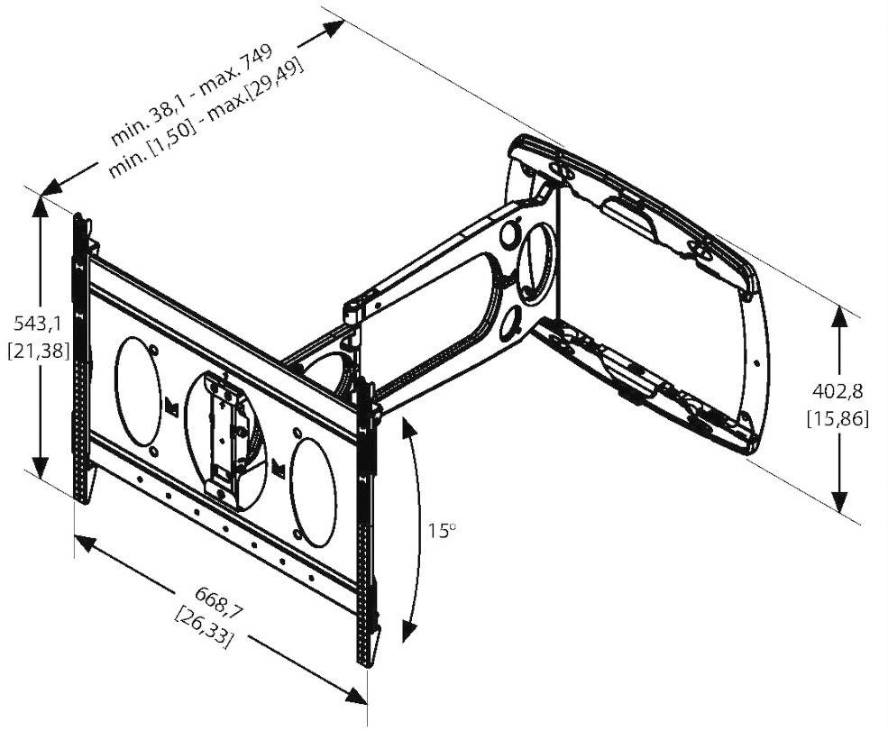 Vogel's PFW 6850 TV-Wandhalterung Ausziehbar 81,3 cm (32") - 182,9 cm (72") Neigbar+Schwenkbar