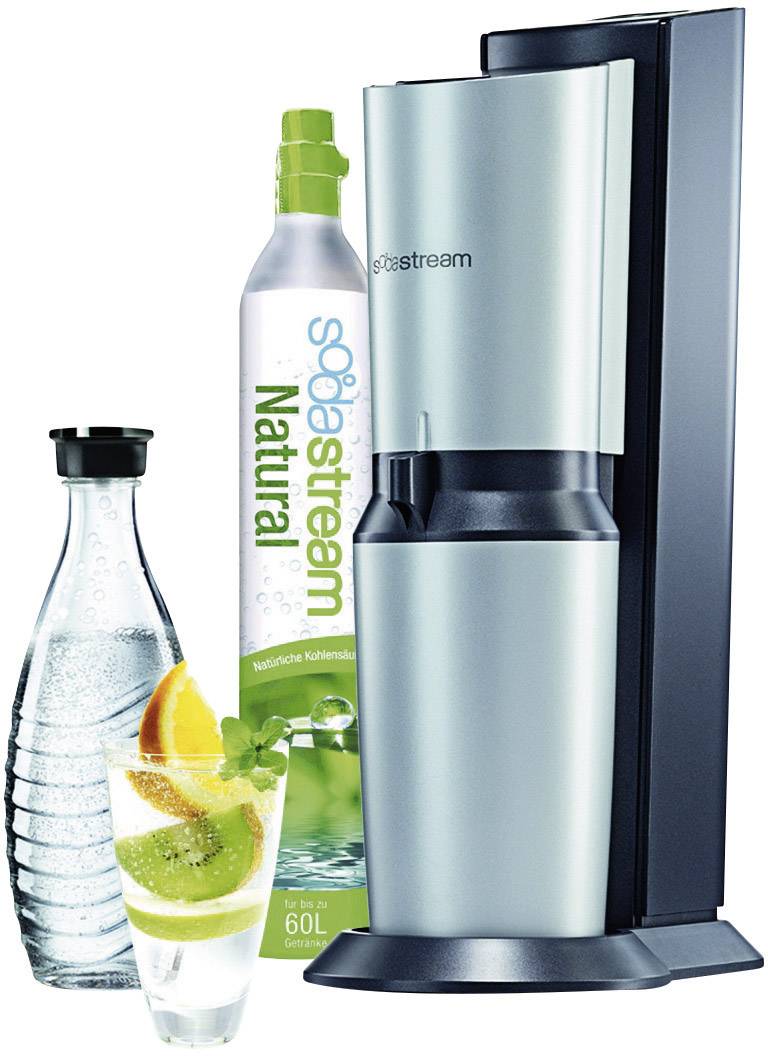 Sodastream Wassersprudler Crystal 2.0 Schwarz, Silber Grundgerät, inkl. 1 Glaskaraffe, und 1 CO2-Zylinder