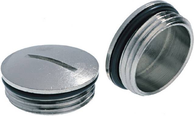 Zwei metallene Verschlusskappen mit Gewinde und Dichtungsringen.