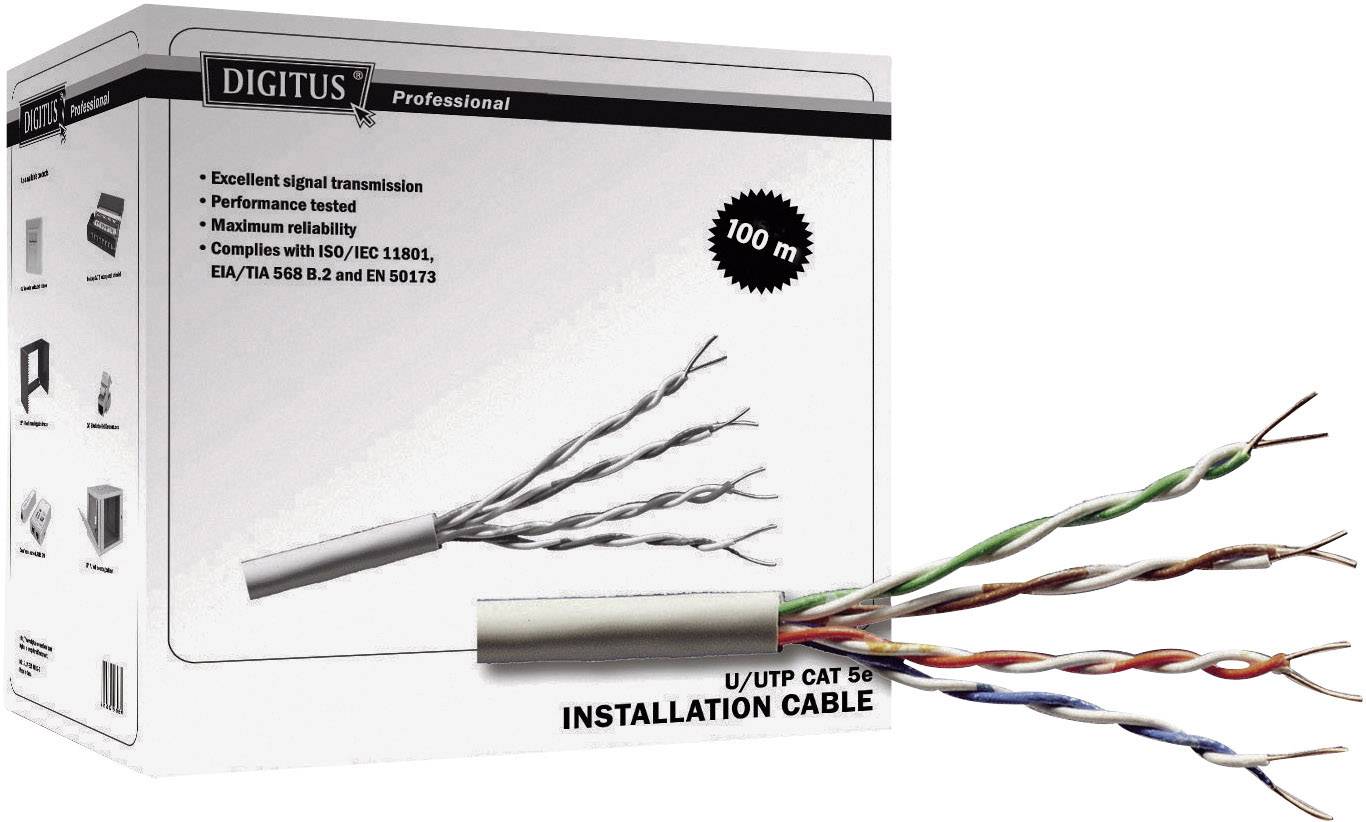 Digitus DK-1611-V-1 Netzwerkkabel CAT 6 U/UTP 4 x 2 x 0.25mm² Grau 100m