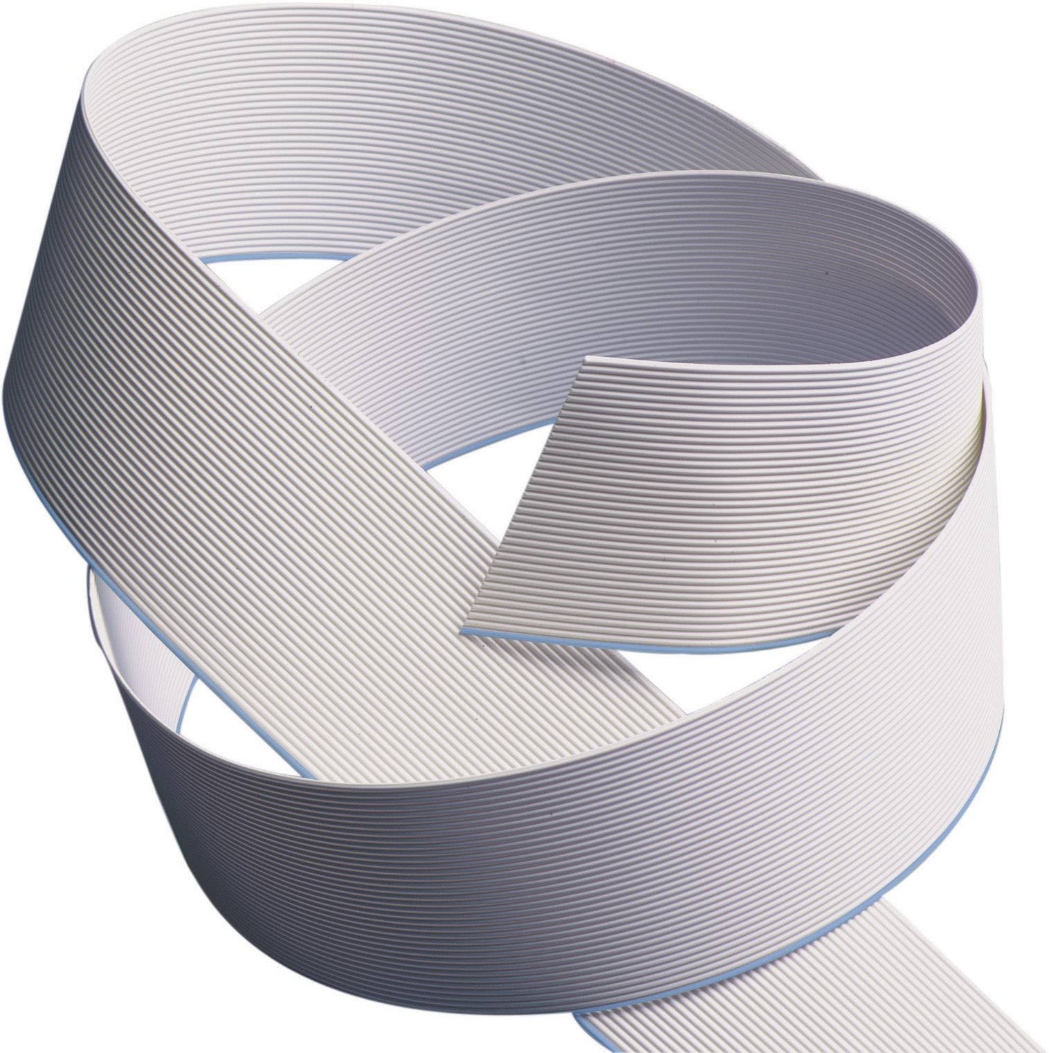 Ein gedrehtes, graues Flachbandkabel, das in einer Schleife arrangiert ist, repräsentiert flexible elektronische Verbindungen.