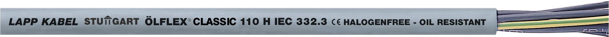 Ein graues Kabel mit der Aufschrift 'LAPP KABEL ÖLFLEX CLASSIC 110 H 05 VV-F 3G 1,0' zeigt mehrere bunte Drähte.