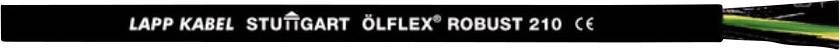Schwarzes Kabel mit der Aufschrift 'LAPP KABEL STUTTGART OLFLEX ROBUST 210 C'. Ein Teil des Kabels zeigt bunte Drähte.