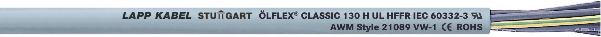 Ein blaues Kabel mit der Aufschrift 'LAPP KABEL ÖLFLEX CLASSIC 110 5x1.0 HFFR IEC 60332-3'; sichtbare mehrfarbige Kabeladern.