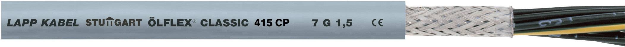 Kabel mit der Beschriftung 'LAPP KABEL ÖLFLEX CLASSIC 415 CP 7G1,5 CE'. Mehradrig mit Schirmung, geeignet für industrielle Anwendungen.
