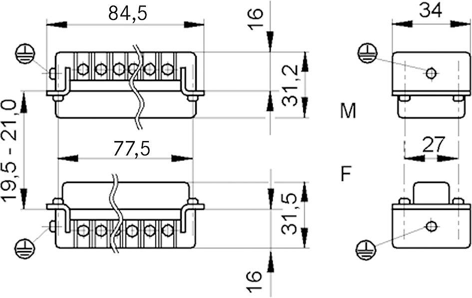 LAPP 10195000 Dosenklemme EPIC® H-BE 16 Gesamtpolzahl 16 + PE 1St.