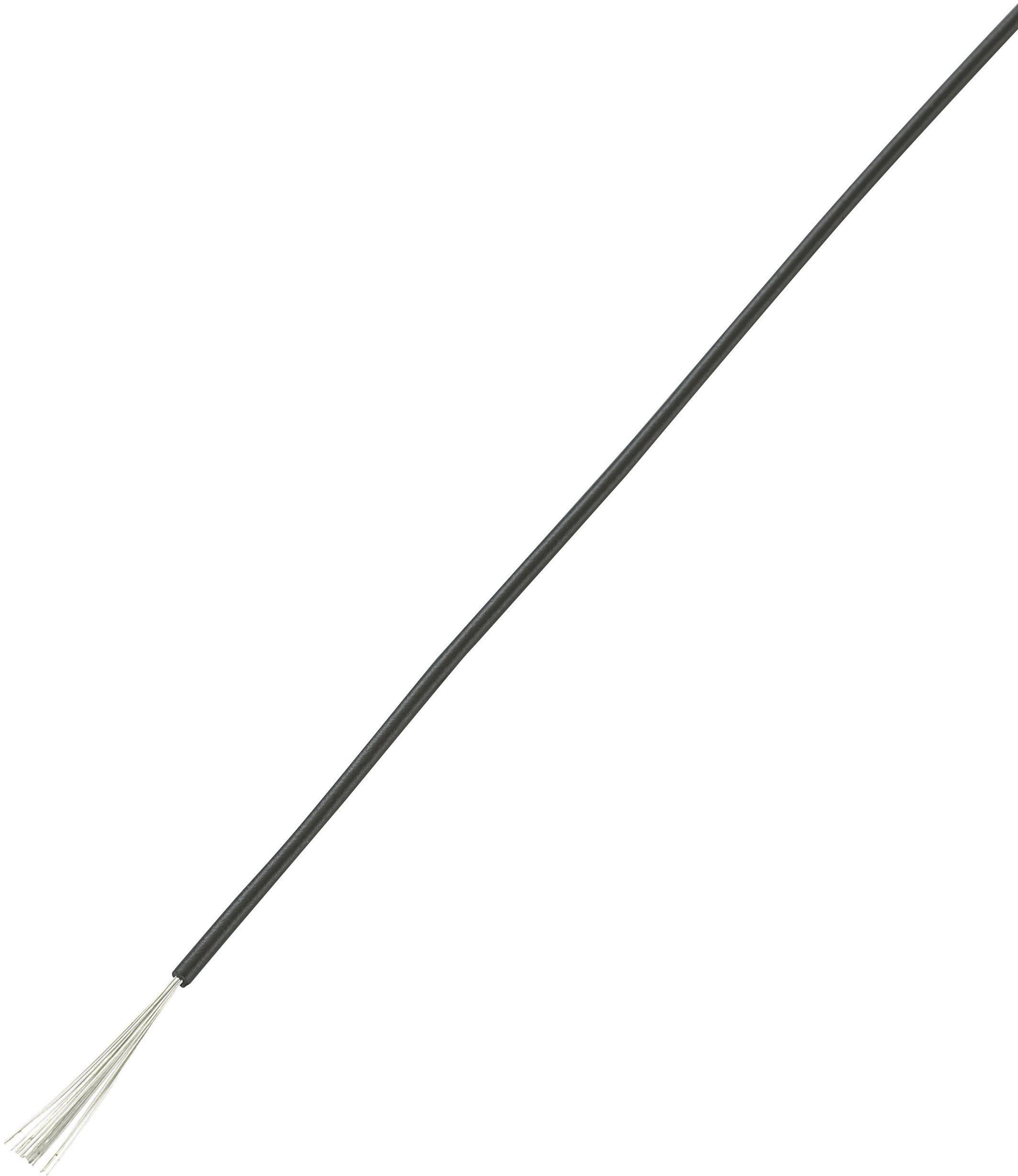 Ein schwarzes Kabel mit freigelegten metallischen Drähten am Ende.