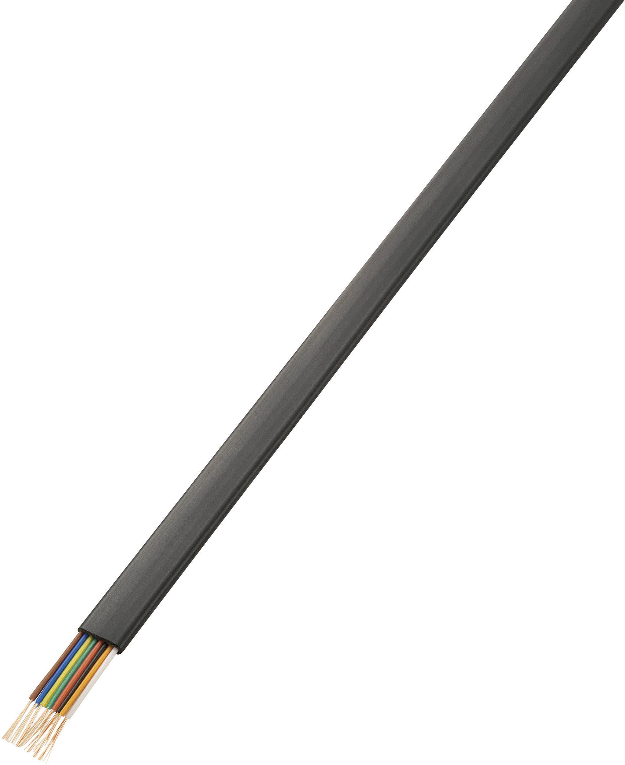Ein mehradriges, schwarzes Kabel mit freigelegten bunten Drähten am Ende, geeignet für elektrische Verbindungen oder Installationen.