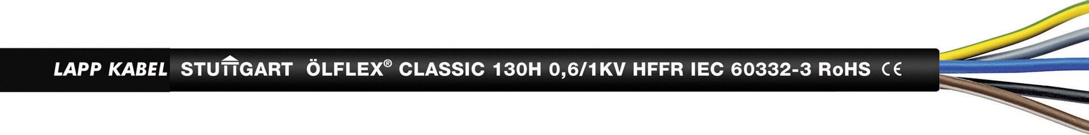 Ein mehradriges Elektrokabel mit Aufschrift 'LAPP KABEL STUTTGART ÖLFLEX CLASSIC 130H 0.6/1KV HFFR IEC 60332-3 ROHS CE'.