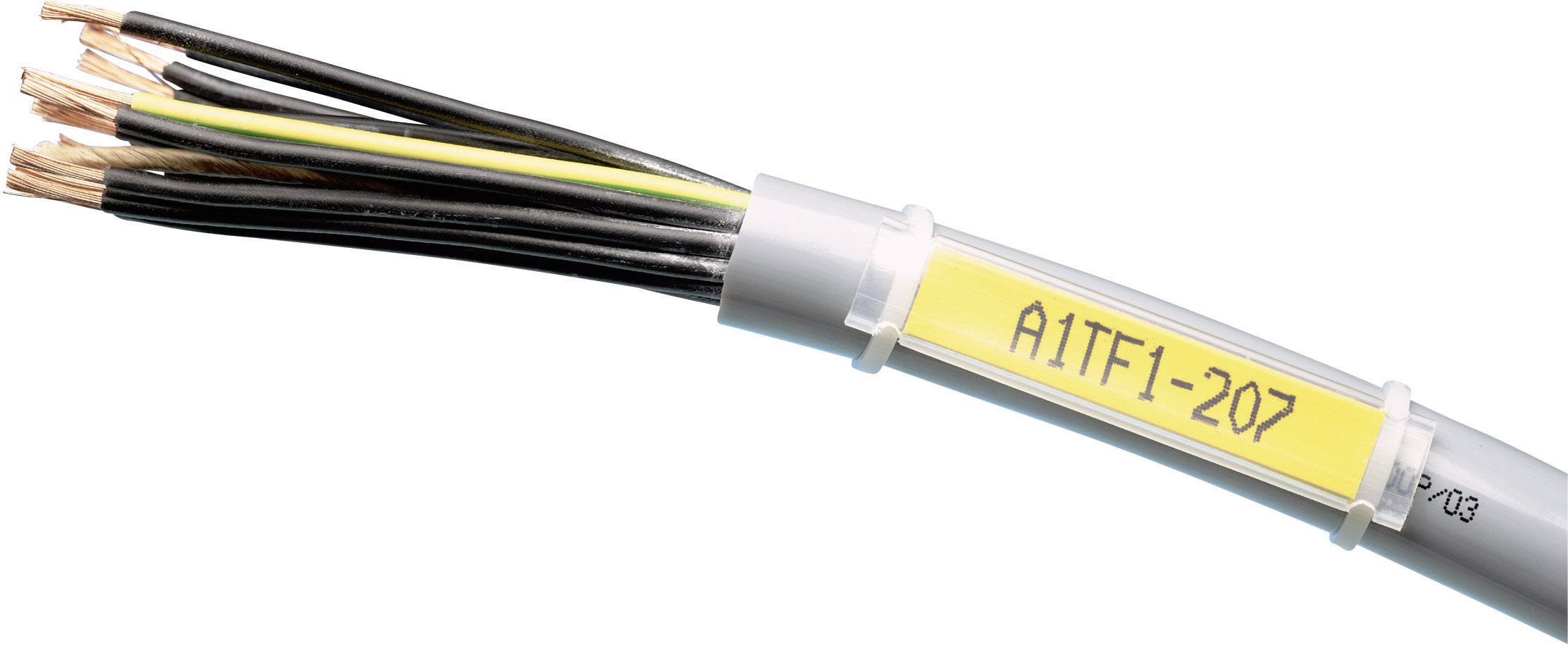Ein mehradriges Kabel, dessen Enden aufgerollt sind. Das Etikett zeigt 'A1TF1-207'. Das Bild veranschaulicht die Kennzeichnung von Kabeln.