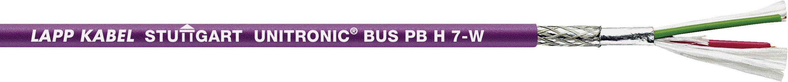 Lila Kabel mit der Aufschrift 'LAPP KABEL STUTTGART UNITRONIC BUS PB H 7 A V', zeigt die Außenhülle sowie freigelegte Drähte.