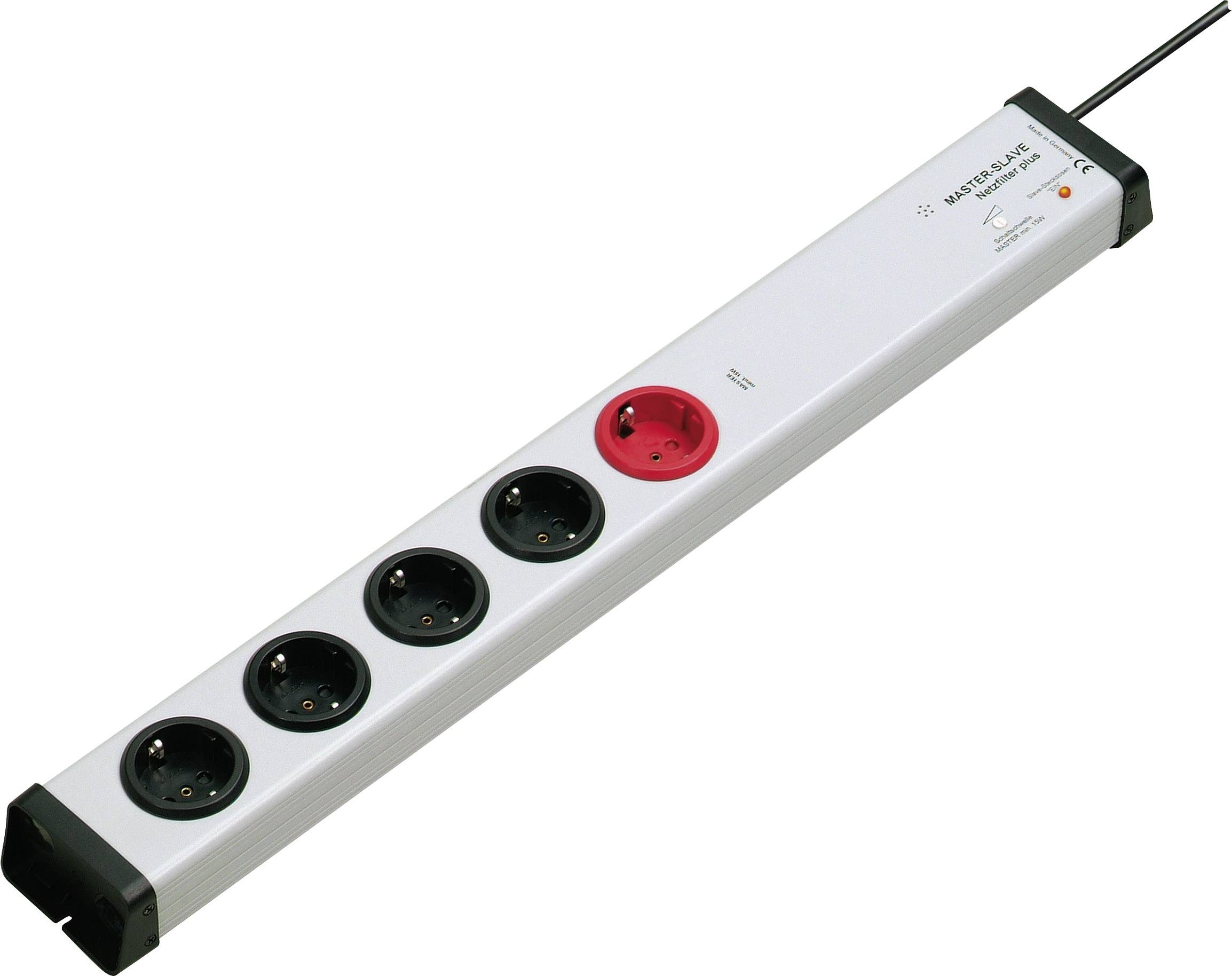 Ehmann 0213x00052301 5fach Master-Slave Steckdosenleiste mit Überspannungsschutz und Netzfilter Grau, Schwarz Einschaltschwelle 7 - 100 W