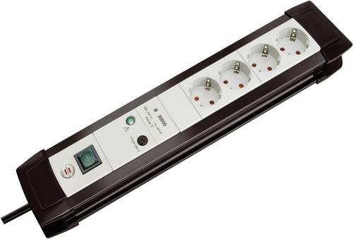 1157050374 Überspannungsschutz-Steckdosenleiste 4fach Schwarz, Grau Schutzkontakt 1St.