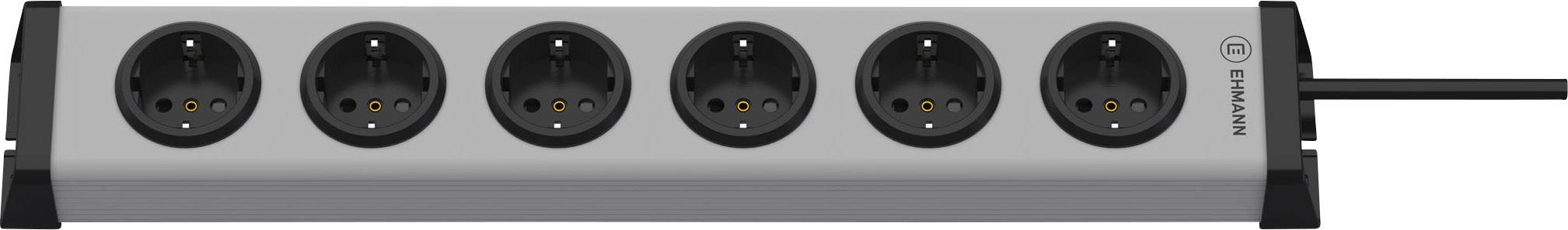 Ehmann 0200x00062301 Steckdosenleiste 6fach Grau, Schwarz Schutzkontakt 1St.